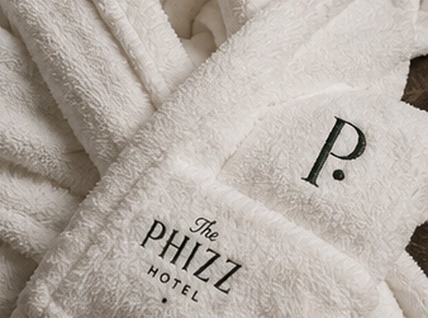 A Phizz robe with the P. monogram
